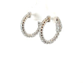 14k White Gold .65ct G VS2 Round Diamond Inside/Out Hoop Earrings  3/4"